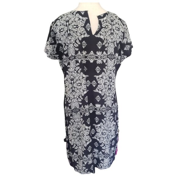 CT693 Renaur Black & White Floral Pattern Sleeveless Dress S - Picture 4 of 4